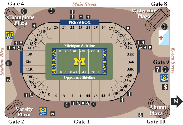 Michigan Stadium Seating Chart With Rows And Seat Numbers
