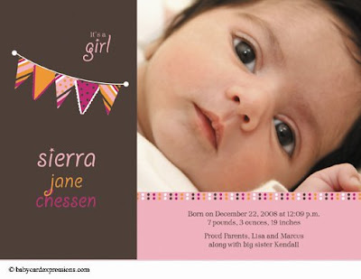 adorable pennant baby photo birth announcement by baby card expressions