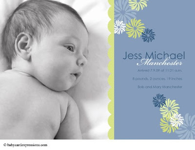 Modern and Elegant Floral Photo Baby Birth Announcement
