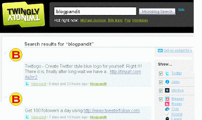 Twingly spam free microblog search BlogPandit