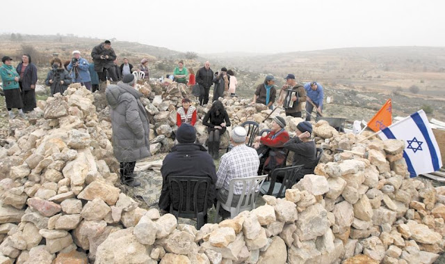  settlers - lay the foundation stone of a new settlement near Bethlehem