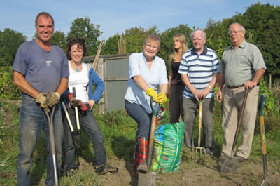 The 'Digging for Health' Allotment (l-r: Adam, Anna, Hilary, Di, Peter, Robert)