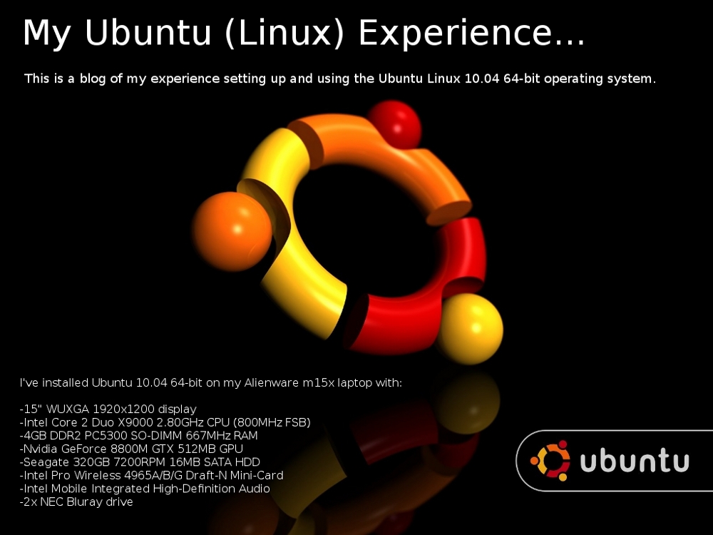 My Ubuntu (Linux) Experience...