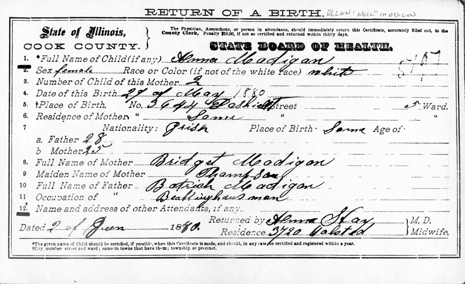 empty birth certificate