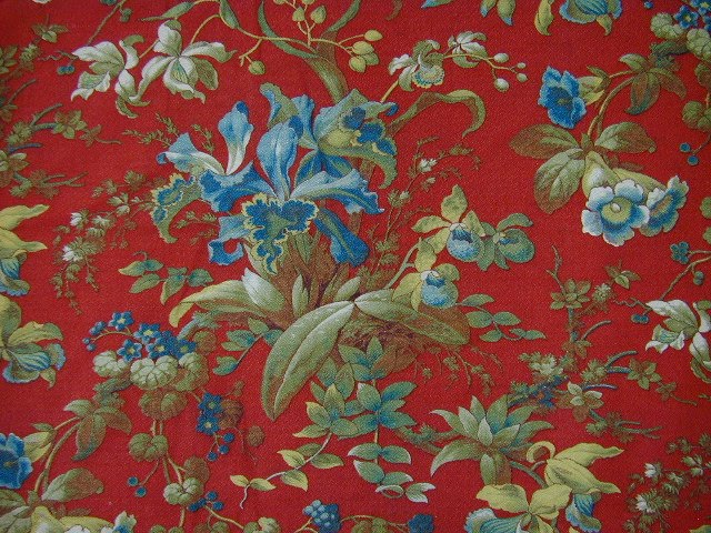 The swatch below from about 1880 features a large blue orchid with 