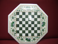 Green Mela ka chess board in white marble