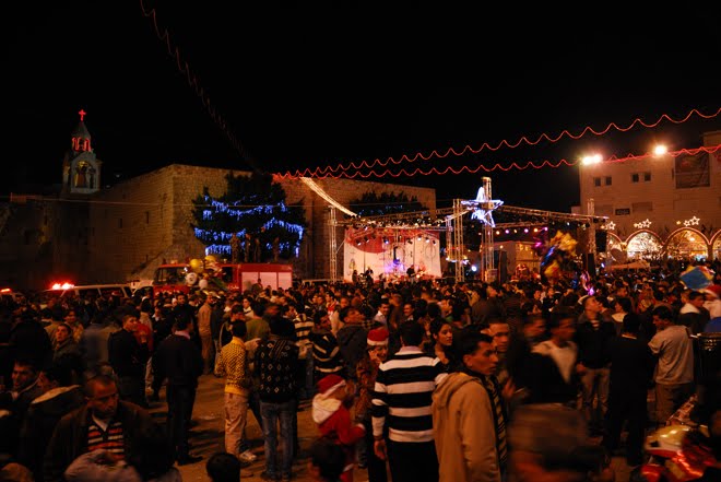 Esto es Belén, con la Iglesia de la Natividad detrás. El portal de Belén!