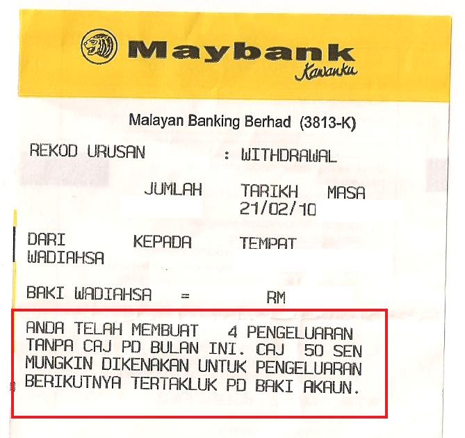 Keluar Duit Kat ATM Maybank Kena Charge???
