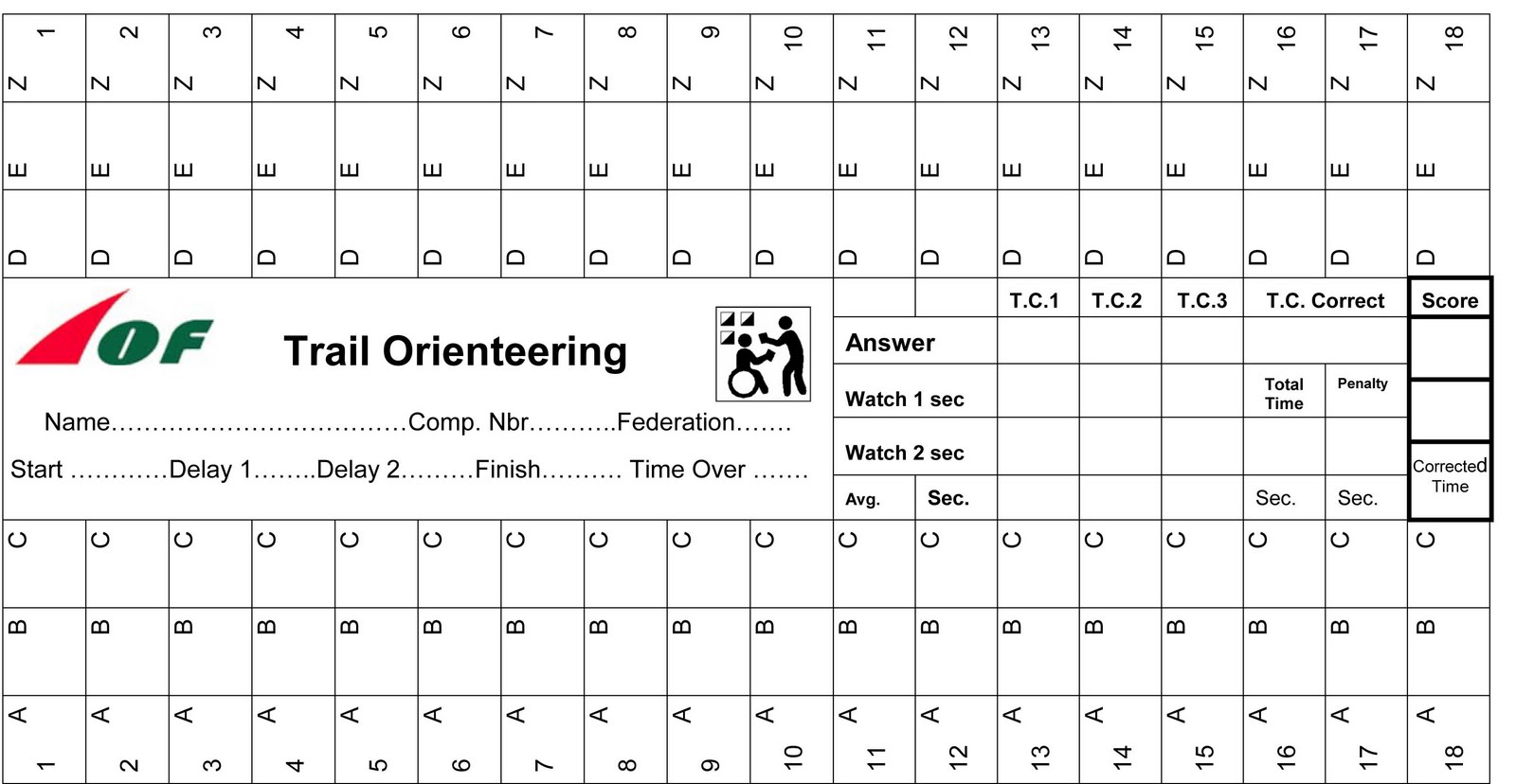Control Card Orienteering
