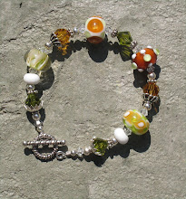 Amber Green Lampwork with Crystal