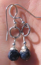Sodalite and Silver Hoops