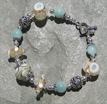 Aqua and Butter Lampwork Bracelet