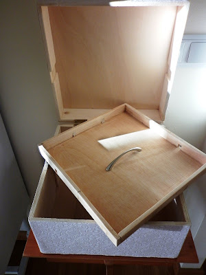 Antes y después de una caja de vino, reciclado, reciclaje