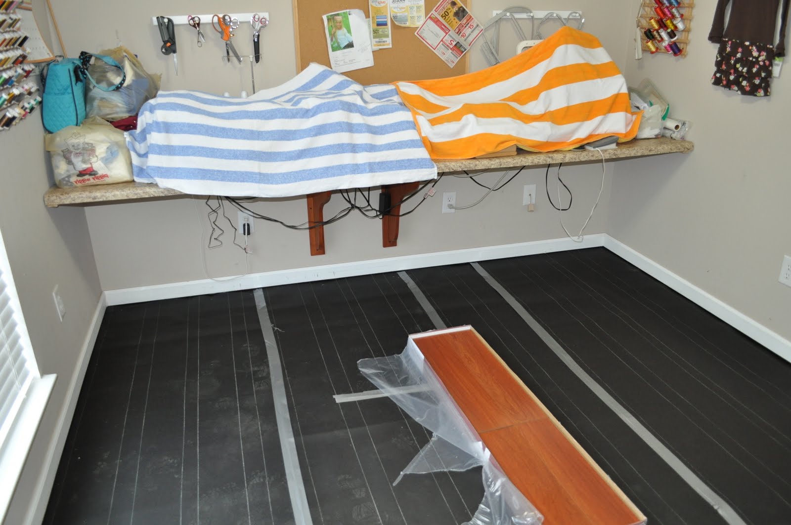 Sewing, Playing and Loving! sewing room flooring