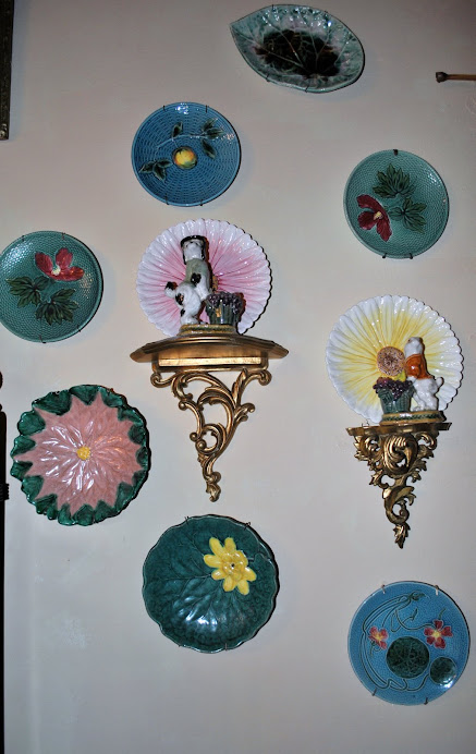 A collection of majolica plates