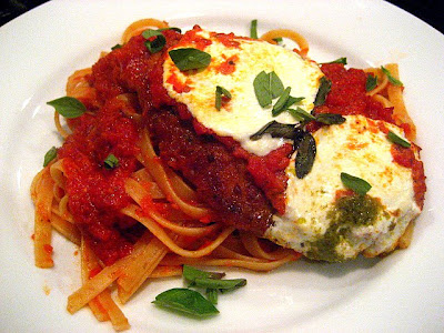 against chicken parmesan.
