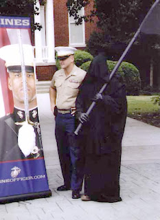 grim reaper visits with the marines at georgia college