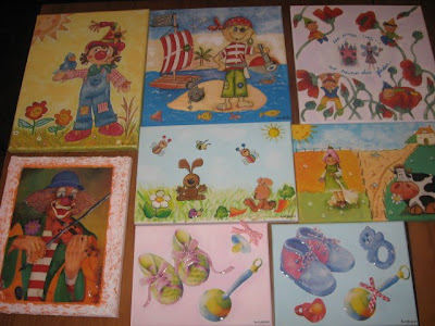 quadros infantis em decoupage