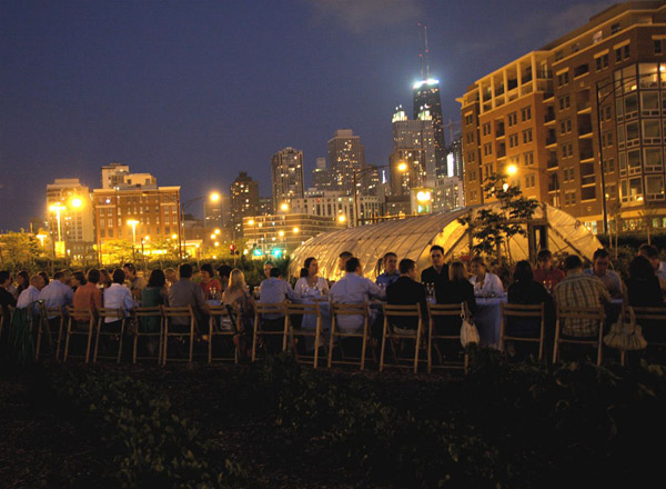 A view of the 'Outstanding in a Field' dinner in Chicago  Photo via