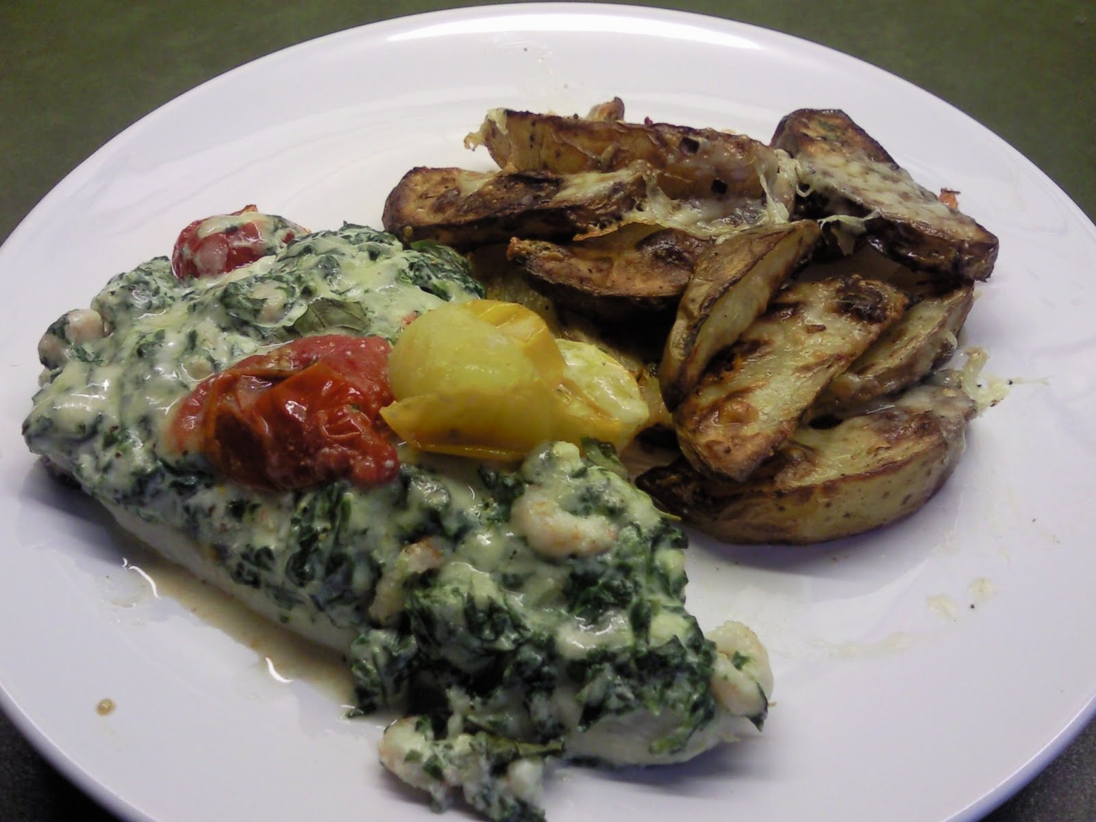 Anne's Kitchen Baked Haddock with a creamy Spinach & Prawn sauce