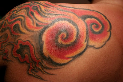 Flames Tattoo, Upper Back