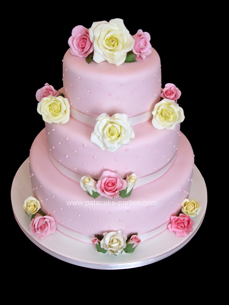Labels pink Roses Wedding Cake
