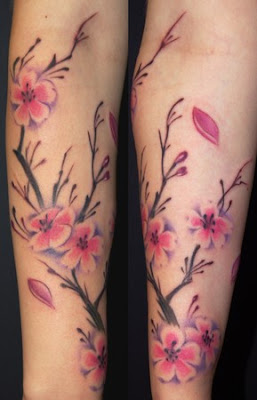 Cherry Blossom Tree Tattoo Designs On Foot Girls