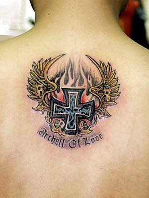 gede 1037 cool cross wings tattoo