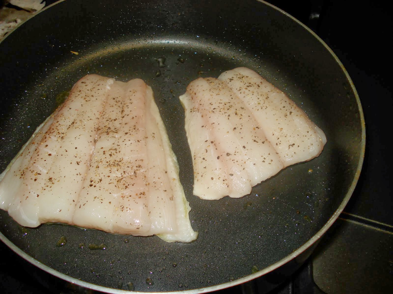 YourVicariousExperience Braised Halibut with Spinach and Mushrooms