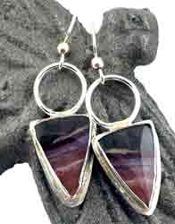 triangle mexican lace agate silver earrings 