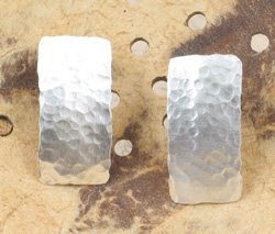 hammered rectangular sterling silver earrings