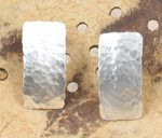 rectangular hammered sterling post earrings