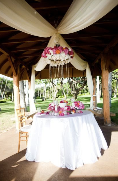 The flowers and decor were by th iamazing Flower Girls in Hawaii
