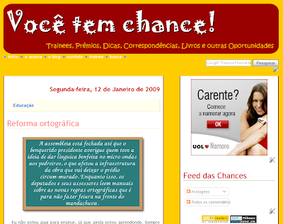 Print do blog Você tem chance!