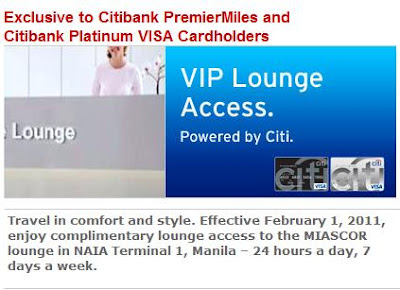 citibank lounge vip access platinum cardholders visa premiere