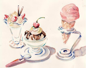 #172 Ice Cream Trio watercolor