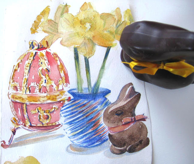 Watercolor study for the Russian Tea Room Easter menu