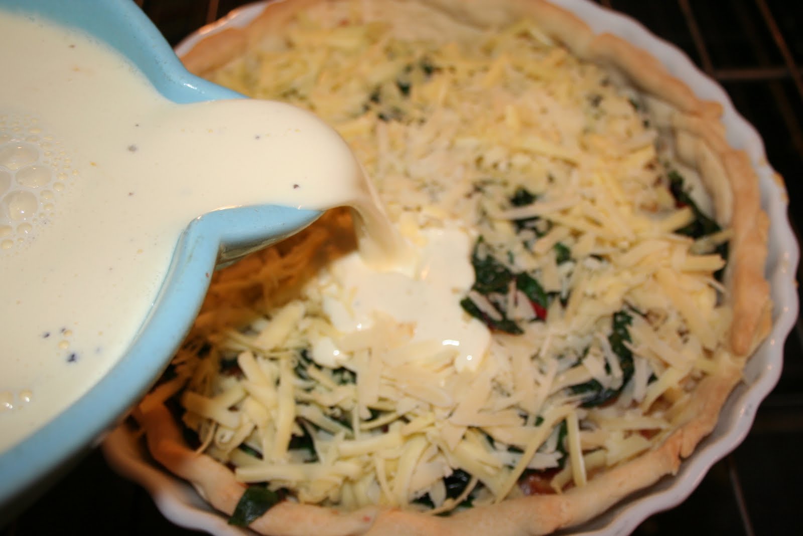 Cheers to Happy Swiss Chard, Pancetta and Mushroom Quiche...