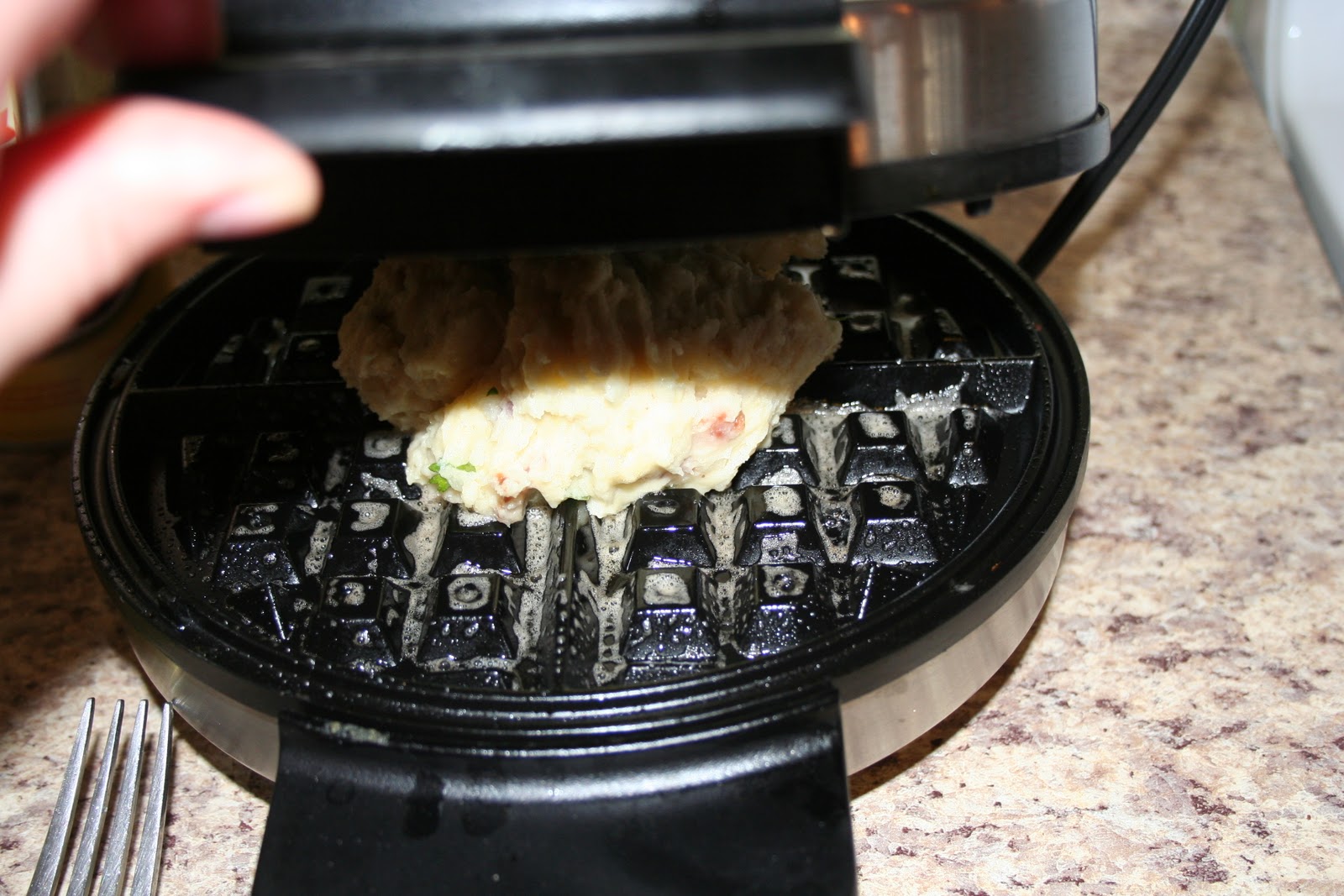 Cheers to Happy Potato Waffles......