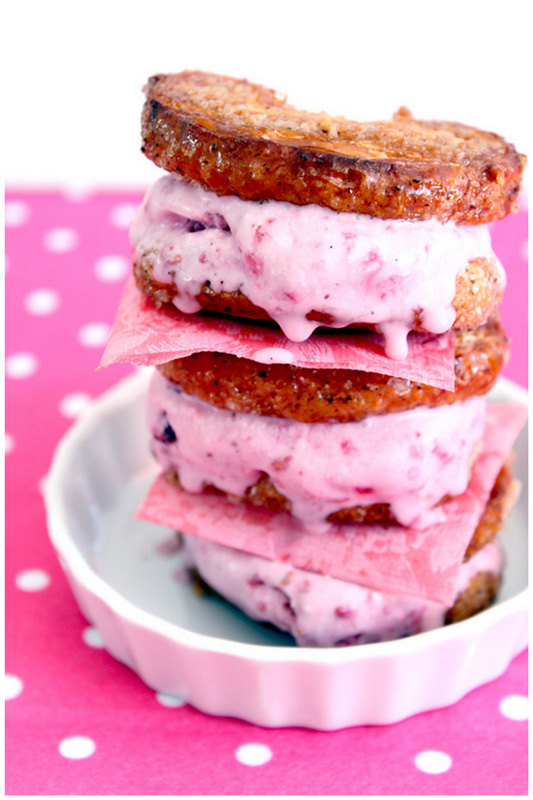 Foodagraphy. By Chelle. Berry ice cream and cinnamon walnut palmiers