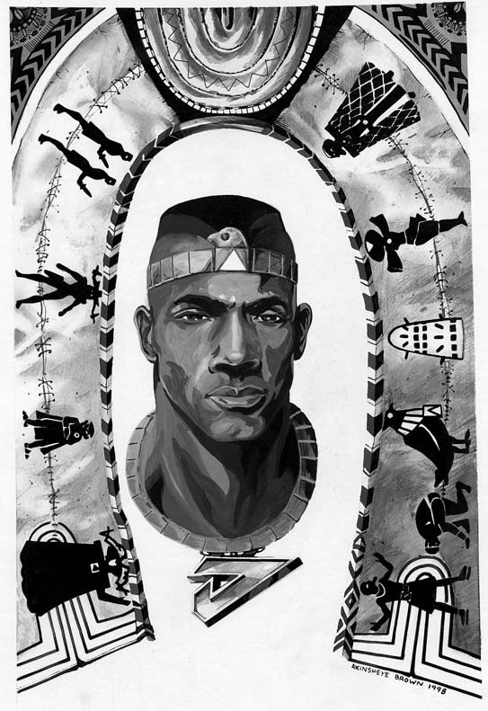 african man drawing