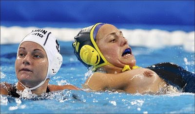Woman's water polo nip slip. - YouTube