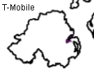 Ofcom's map of 3G coverage in Northern Ireland at the end of 2008 - T-Mobile