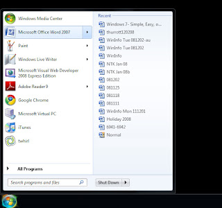 Jump List pada windows 7