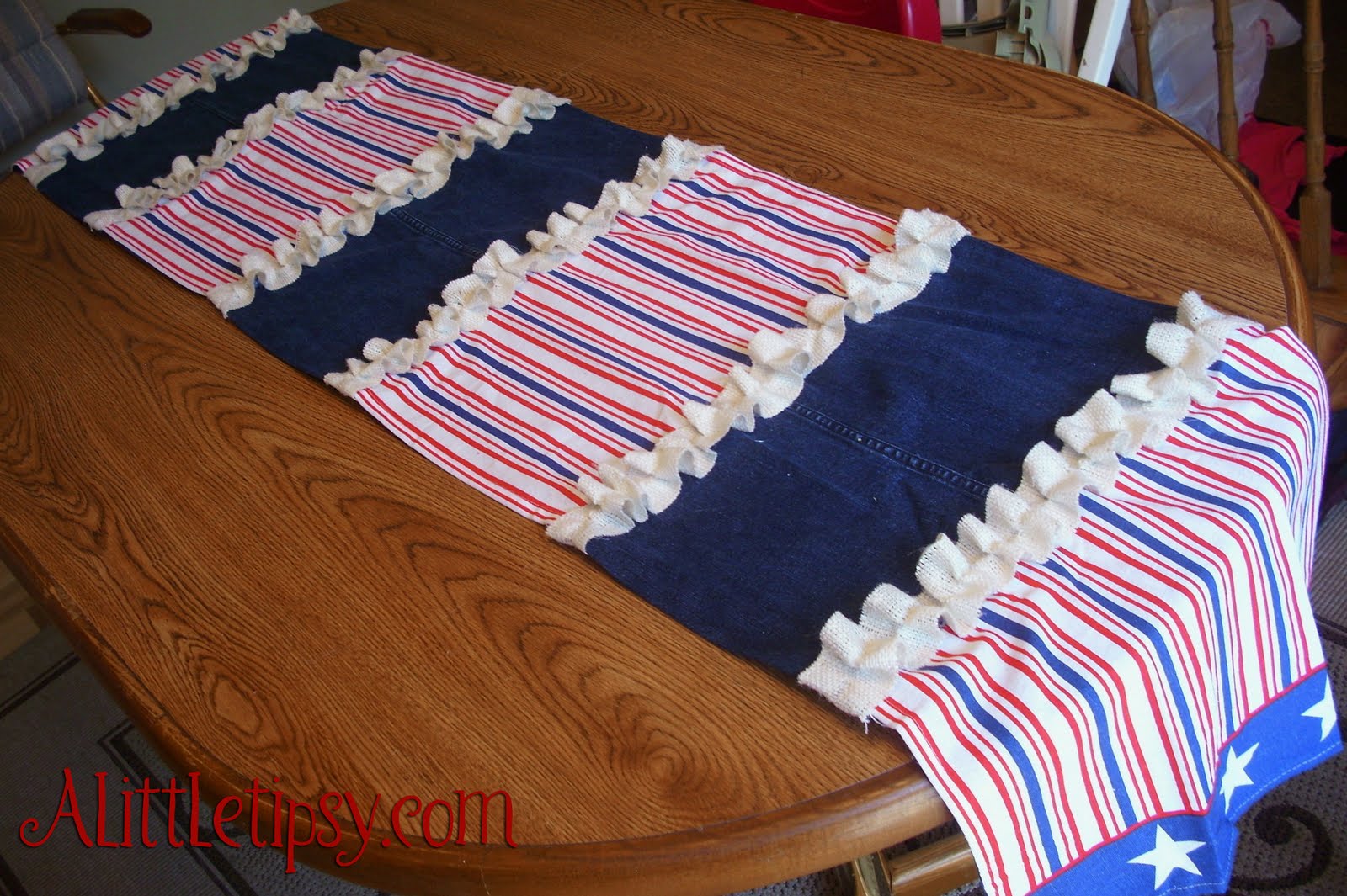 Burlap Ruffle Table Runner A Little Tipsy