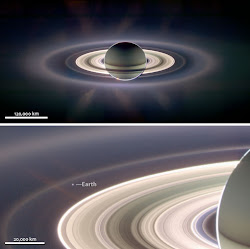 2 imágenes de Saturno y la tierra al fondo