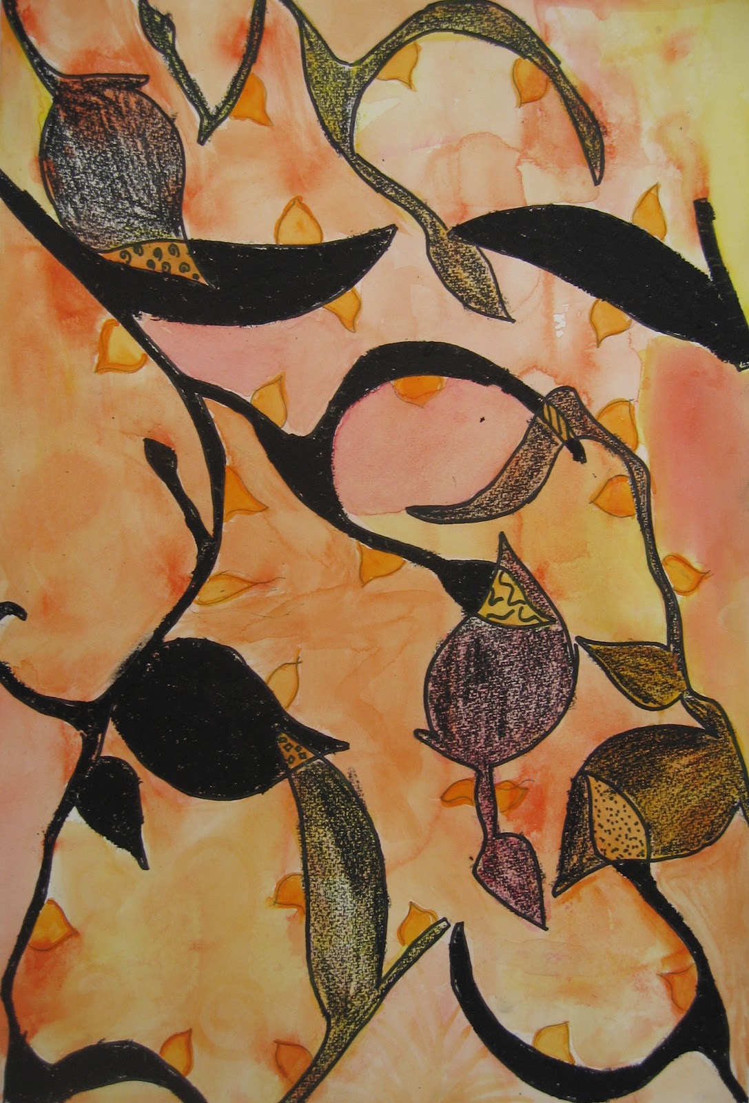 Color, collage, and much more: Abstracted Plants with Watercolor