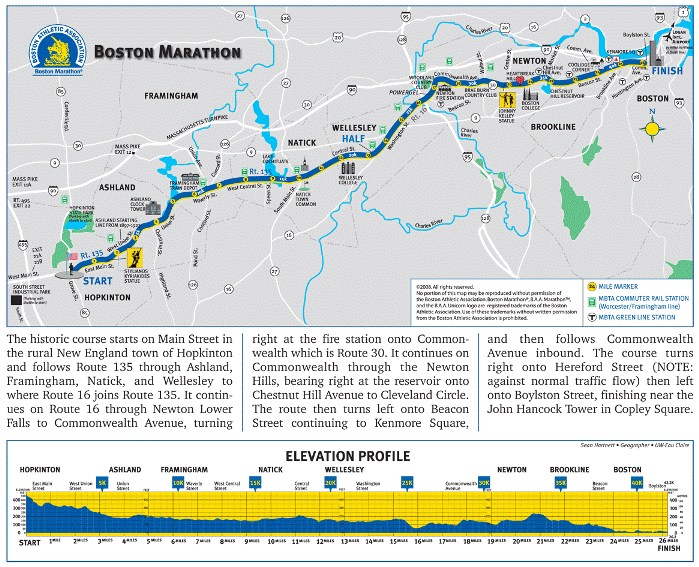 2011 boston marathon course map. oston marathon course map