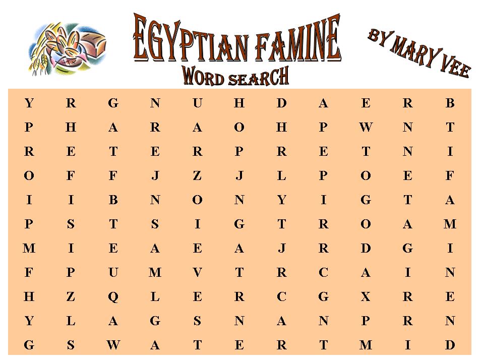God Loves Kids: Egyptian Famine Word Search God Loves Kids: Egyptian Famine Word Search
