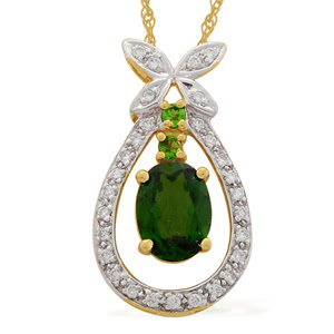 Gold Russian Diopside Diamond Pendant